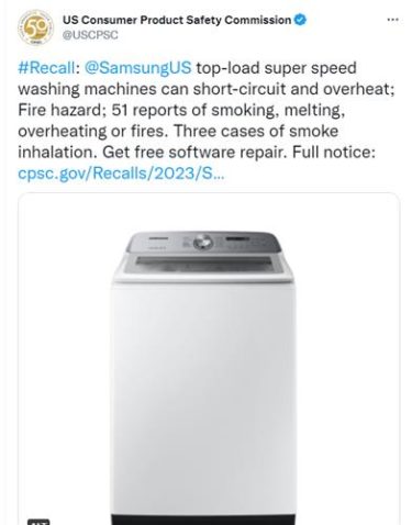 サムスンが米国で洗濯機66万台をリコール　火災や煙吸入など被害報告５１件